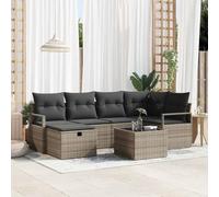 DYRJDJWIDHW Modern Outdoor Modular Sofa Set with Storage, Waterproof Cushions & Coffee Table, Grey Poly Rattan Garden Furniture for Patio, Terrace, Backyard, Durable Weather-Resistant Lounge Seating