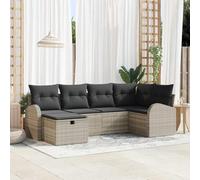 DYRJDJWIDHW Modern Outdoor Sectional Sofa Set 6 Pieces with Cushions, Light Grey Poly Rattan Furniture for Patio Garden, Waterproof Storage Bag, Modular Durable All Weather Lounge Conversation Set