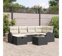 DYRJDJWIDHW Modern Outdoor Sectional Sofa Set 7 Pieces with Cushions, Black Cream All Weather Wicker Patio Furniture for Garden Terrace, Modular Conversation Set with Storage Ottoman and Coffee Table