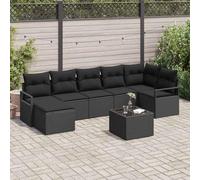 DYRJDJWIDHW Modern Outdoor Sectional Sofa Set 8 Pieces with Cushions, Black Poly Rattan Garden Furniture Modular Patio Conversation Set for Terrace, Durable Weather-Resistant