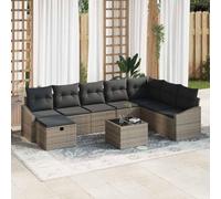 DYRJDJWIDHW Modern Outdoor Sectional Sofa Set with Cushions 9 Pieces, Grey Poly Rattan Modular Patio Furniture for Garden Terrace, Waterproof Storage Seats, Coffee Table and Ottoman, Easy Assembly