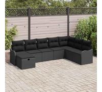 DYRJDJWIDHW Modern Outdoor Sectional Sofa Set with Cushions and Storage, Black Poly Rattan Patio Furniture for Garden, Terrace, Durable Weather-Resistant Modular Lounge Set