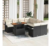 DYRJDJWIDHW Modern Outdoor Sofa Set with Cushions, Black Cream Garden Furniture Waterproof Rattan Wicker Patio Conversation Set with Coffee Table for Terrace, Backyard, Lounge