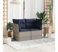 DYRJDJWIDHW Modern Outdoor Sofa Set with Cushions, Grey Poly Rattan Garden Patio Furniture for Relaxation, Durable Steel Frame, Weather-Resistant, 124 x 62 x 69 cm, Easy Assembly