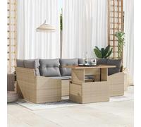 DYRJDJWIDHW Modular Garden Furniture Set 7 PCS Outdoor Dining Sofa with Storage, Beige Grey Patio Conversation Rattan Sectional Sofa for Terrace Backyard, Waterproof All-Weather Lounge Set