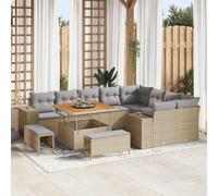DYRJDJWIDHW Modular Garden Sofa Set 12 Pcs, Outdoor Patio Furniture Sectional with Cushions, Waterproof Beige and Light Grey, Modern Lounge Set for Backyard, Terrace, Poolside