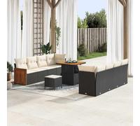 DYRJDJWIDHW Modular Garden Sofa Set 12 PCS, Outdoor Patio Furniture Sectional with Table and Ottomans, Black Cream Wicker Rattan, UV Resistant All Weather, for Backyard Terrace Poolside