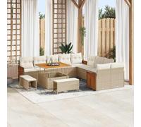 DYRJDJWIDHW Modular Garden Sofa Set 17 PCS, Outdoor Patio Furniture with Table and Ottomans, Beige Cream All-Weather Poly Rattan Sectional Couch for Terrace, Backyard, Poolside Lounge and Relaxation