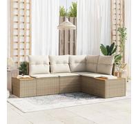 DYRJDJWIDHW Modular Garden Sofa Set 4 Pieces, Outdoor Patio Furniture with Waterproof Storage Bag, Beige Cream Wicker Rattan Sectional Couch for Backyard, Terrace, Lounge