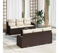 DYRJDJWIDHW Modular Garden Sofa Set 7 Pcs with Cushions, Outdoor Patio Furniture for Terrace Balcony, Brown Cream Wicker Rattan Sectional Seating with Glass Table and Storage, Weather-Resistant