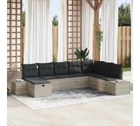 DYRJDJWIDHW Modular Garden Sofa Set 8-Piece Light Gray Poly Rattan Outdoor Patio Furniture with Storage, Waterproof, Weather Resistant for Terrace, Backyard, Poolside