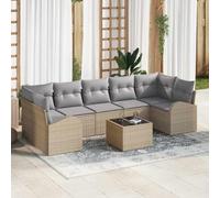DYRJDJWIDHW Modular Garden Sofa Set 8-Piece with Cushions, Outdoor Patio Furniture Sectional Seating Group, Waterproof Poly Rattan & Steel Frame, Beige Grey for Terrace, Poolside, Modern Home Decor