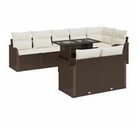 DYRJDJWIDHW Modular Garden Sofa Set 9 Pcs, Brown Outdoor Rattan Furniture with Cushions & Table, Waterproof All-Weather Patio Seating for Terrace, Backyard, Poolside