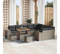 DYRJDJWIDHW Modular Outdoor Sofa Set 12 Pieces with Cushions, Grey Patio Garden Furniture Sectional for Terrace, Modern Waterproof Rattan Conversation Seating