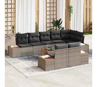 DYRJDJWIDHW Modular Outdoor Sofa Set 8-Piece with Cushions, Grey All-Weather Wicker Patio Furniture for Garden Terrace, Durable Rattan Sectional Couch with Side Tables