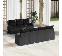 DYRJDJWIDHW Modular Outdoor Sofa Set 8 Pieces with Cushions, Black Garden Furniture for Patio, Terrace, Lounge, Waterproof Rattan Wicker Sectional Conversation Set with Coffee Table and Storage