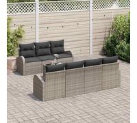 DYRJDJWIDHW Modular Outdoor Sofa Set 8 Pieces with Cushions, Grey Rattan Garden Furniture with Coffee Table, Waterproof Patio Conversation Set for Terrace, Backyard, Poolside Lounge and Relaxation