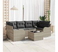 DYRJDJWIDHW Modular Outdoor Sofa Set Grey Lightweight Garden Furniture with Tempered Glass Table 55x55x37 cm, Durable All-Weather Patio Lounge for Terrace, Backyard, Modern Rattan Conversation Set