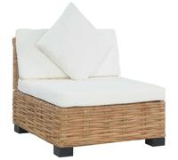 DYRJDJWIDHW Natural Rattan Armless Sofa with Cushions - Elegant Boho Living Room Veranda Furniture Sturdy Mahogany Mango Wood Frame Cream White Cushions - Compact 66x69x62cm