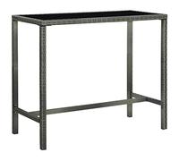 DYRJDJWIDHW Outdoor Bar Table 130x60x110 cm Grey Wicker Resin with Tempered Glass Top - Weatherproof Patio Dining Counter Height Table for Garden, Terrace, Balcony Easy to Clean & Move