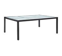 DYRJDJWIDHW Outdoor Dining Table 200x150x74 cm Black Woven Resin with Glass Top - Weatherproof Patio Garden Furniture Set, Sturdy Steel Frame, Easy to Clean & Move, Modern Design for Terrace Balcony