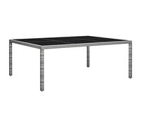 DYRJDJWIDHW Outdoor Dining Table 200x150x74 cm Woven Resin Grey with Glass Top and Steel Frame for Garden Patio Terrace Weatherproof Easy to Clean and Move