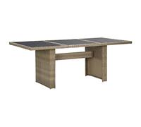 DYRJDJWIDHW Outdoor Dining Table Brown 200x100x74 cm Wicker Resin and Glass Top - Weatherproof Patio Garden Furniture Set with Powder Coated Steel Frame - Easy to Move and Assemble