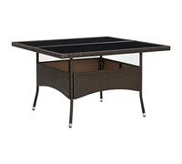 DYRJDJWIDHW Outdoor Dining Table Brown Woven Resin and Glass Top, Weatherproof 4-Person Patio Table for Garden, Porch, Terrace, with UV Protection & Powder-Coated Steel Frame, 120x120x75cm