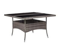 DYRJDJWIDHW Outdoor Dining Table Grey 120x120cm with Woven Resin & Tempered Glass Top, Weatherproof Steel Frame, Ideal for Patio Garden Terrace, Seats 4, Easy to Move & Clean