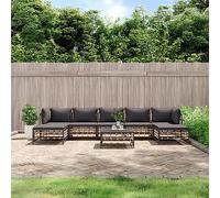 DYRJDJWIDHW Outdoor Garden Furniture Set 8 Pieces with Cushions, Anthracite Wicker Rattan Patio Sofa Sectional Seating Group, All Weather Resin Wicker Conversation Set for Terrace, Backyard, Poolside