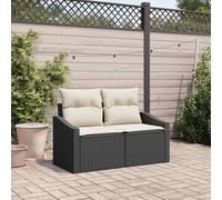DYRJDJWIDHW Outdoor Garden Sofa Set with Cushions, 2-Piece Modular Patio Furniture, Modern Poly Rattan Sectional Couch for Terrace, Balcony, Backyard, Weather-Resistant, Easy Assembly, 123x62x69cm