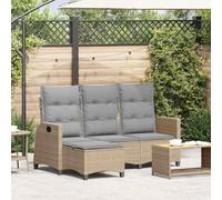 DYRJDJWIDHW Outdoor L-Shaped Sofa Set with Adjustable Reclining Back, Thick Cushions, Beige All-Weather Wicker Patio Furniture for Garden, Poolside, and Terrace Relaxation