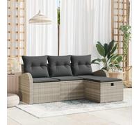 DYRJDJWIDHW Outdoor Modular Sectional Sofa Set with Cushions 4-Piece, Light Gray All-Weather Poly Rattan Furniture for Patio Garden Terrace, Water-Resistant Storage & Powder-Coated Steel Frame