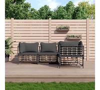 DYRJDJWIDHW Outdoor Patio Furniture Set 4 Pieces with Cushions, Anthracite Wicker Rattan Resin Sofa Sectional for Garden, Terrace, Backyard, Weatherproof, Comfortable, Modular Design