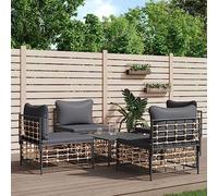 DYRJDJWIDHW Outdoor Patio Furniture Set 5 Pieces with Cushions, Wicker Rattan Sofa Sectional and Coffee Table for Garden, Terrace, Poolside, Anthracite Grey All Weather Resin