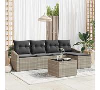 DYRJDJWIDHW Outdoor Patio Furniture Set 6 Pieces, Light Gray Wicker Sectional Sofa with Cushions and Coffee Table, Modular All Weather Rattan Conversation Set for Garden, Poolside, Backyard