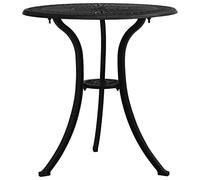 DYRJDJWIDHW Outdoor Patio Table 62x62x65cm Black Cast Aluminum Garden Tea Table with Umbrella Hole, Durable & Stable for Coffee, Dining, Terrace, Balcony