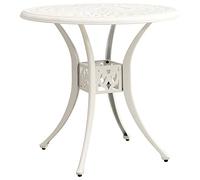 DYRJDJWIDHW Outdoor Patio Table 78x78x72 cm White Cast Aluminum Garden Tea Coffee Table with Umbrella Hole, Durable & Stable for Terrace, Balcony