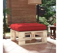 DYRJDJWIDHW Pouf Palette Garden Wood Pin Impregne - Rustic Outdoor Footrest Ottoman with Red Cushion, Weather-Resistant Pine Wood, Multi-Functional for Patio, Terrace, Living Room (60x60x25 cm)