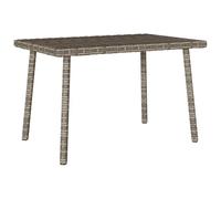 DYRJDJWIDHW Rectangular Garden Coffee Table 60x40x37 cm, Grey Wicker Resin Outdoor Side Table with Powder-Coated Steel Frame, Weather-Resistant Patio Furniture for Balcony Terrace