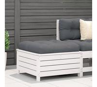 DYRJDJWIDHW Repose-Pied de Jardin Blanc en Bois de pin Massif 62x63,5x32 cm, Pouf d'extérieur modulaire avec Rangement, Design à Lattes pour terrasse Patio Meuble de Jardin Robuste et Stable