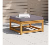 DYRJDJWIDHW Repose-Pied de Jardin en Bois d'acacia Massif avec Coussin Gris, Pouf modulaire Multifonction pour terrasse Patio, Design à Lattes imperméable, capacité 110 kg