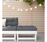 DYRJDJWIDHW Repose-Pied de Jardin en Bois de pin Massif avec Coussin Blanc, Tabouret de Patio Robuste et Confortable pour terrasse, Salon Exterieur, Cadre Stable et Design a Lattes, supporte 110 kg