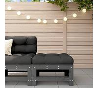 DYRJDJWIDHW Repose-Pied de Jardin en Bois de pin Massif avec Coussin Gris, Tabouret de Patio Robuste et Confortable pour terrasse, Salon Exterieur, Cadre Stable et Design modulaire, supporte 110 kg