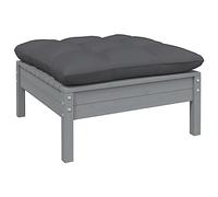 DYRJDJWIDHW Repose-Pied de Jardin modulaire en Bois de pin Massif avec Coussin Anthracite, piedestal Confortable pour Salon Exterieur, terrasse ou Balcon, Design Robuste et Stable, supporte 110 kg