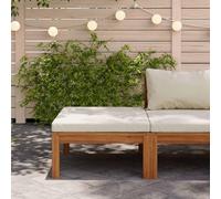 DYRJDJWIDHW Repose-Pied en Bois d'Acacia Massif avec Coussin Blanc Crème - Piedestal Extérieur Résistant aux Intempéries - Salon de Jardin Modulaire Confortable 65x65x29 cm