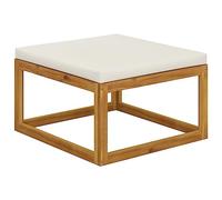 DYRJDJWIDHW Repose-Pied en Bois d'Acacia Massif avec Coussin Blanc Crème - Piedestal Modulaire pour Jardin et Terrasse Confortable et Résistant aux Intempéries - Support 110 kg
