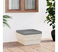 DYRJDJWIDHW Repose-Pied Palette de Jardin en Bois d'épicéa imprégné avec Coussin Gris Confortable, Pouf modulaire pour terrasse et Salon, Meuble d'extérieur Durable et Design Rustique, 60x60x30 cm