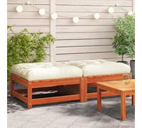 DYRJDJWIDHW Repose-Pieds de Jardin 2 pcs en Bois Massif pin avec Coussins Confortables, Pouf modulaire pour terrasse Patio, Table Basse extérieure, Design à Lattes, capacité 110kg