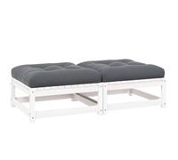 DYRJDJWIDHW Repose-Pieds de Jardin en Bois de Pin Blanc avec Coussins Anthracite Lot de 2 - Modulable, Confortable et Résistant pour Terrasse, Jardin ou Balcon - 70x70x30 cm